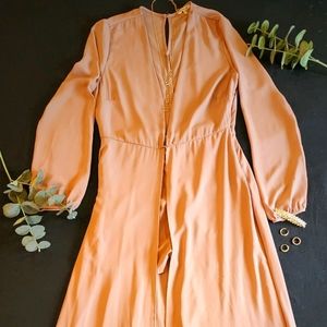 Beige Hi-Low Plunging Neckline Dress